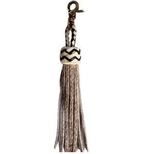 Hand-Braided Genuine Leather Tassel Fringe - 4" Bag Charm